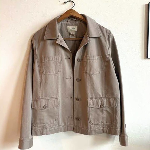 L.L. Bean Jackets & Blazers - LL Bean Cotton Khaki Chore Coat Size L